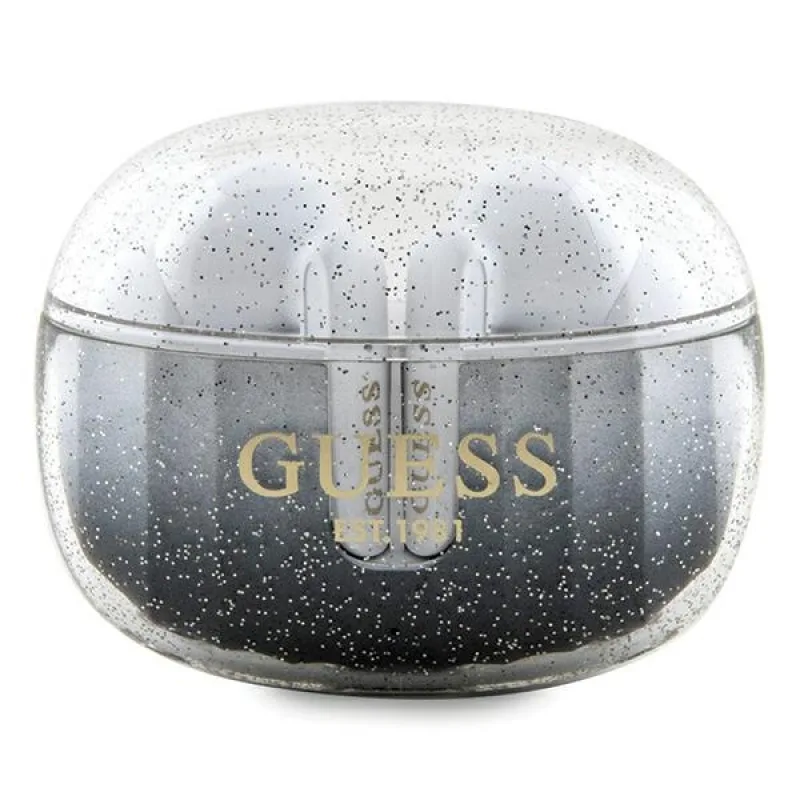 Bluetooth slúchadlá Guess Glitter Gradient TWS s dokovacou stanicou - čierne