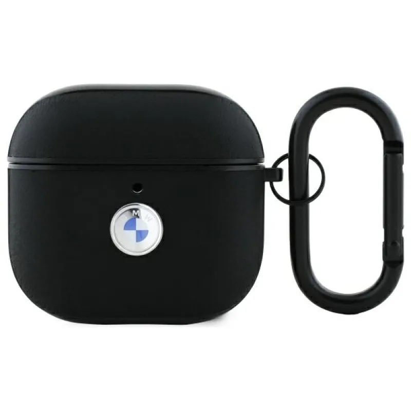 Kryt BMW BMA4SSLBK AirPods 4 čierny/čierne s logom Geniune Leather Silver