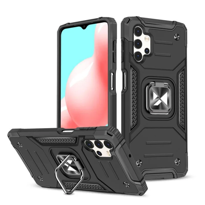 Kryt hybridného puzdra Wozinsky Ring Armor Tough + magnetický držiak pre Samsung Galaxy A13 5G čierny