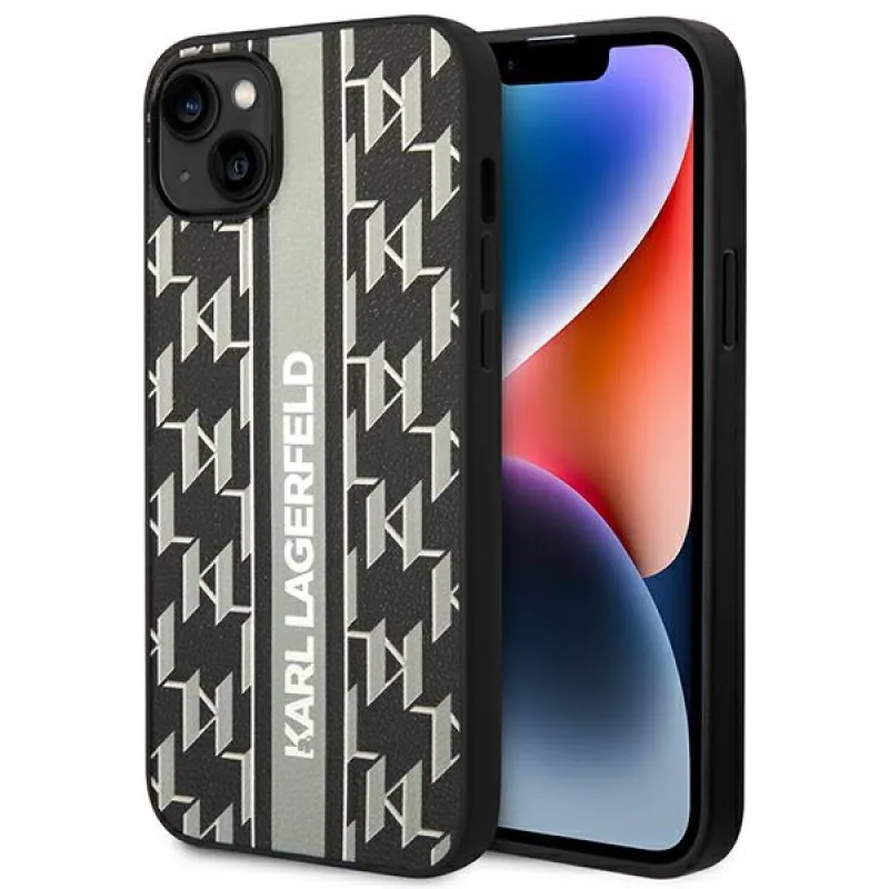 Karl Lagerfeld KLHCP14MPGKLSKG 6,7-palcový pevný obal na iPhone 14 Plus sivý/sivý pruh s monogramom