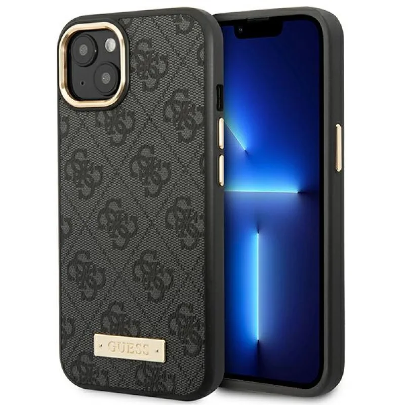 Guess GUHMP14MU4GPRK iPhone 14 Plus 6,7 "čierno-čierne pevné puzdro 4G Logo Plate MagSafe