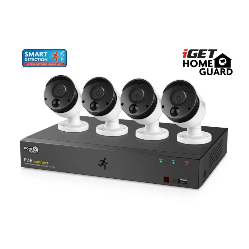 iGET HGNVK85304 - Kamerový PoE FullHD set, 8CH NVR + 4x IP 1080p kamera,…