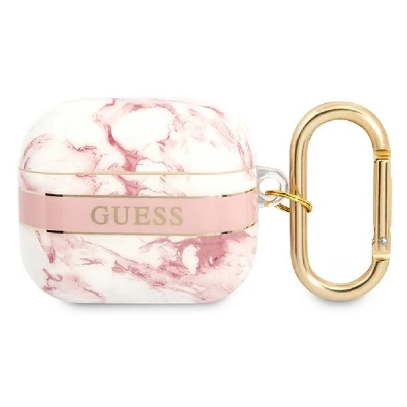 Guess GUA3HCHMAP kryt AirPods 3 ružový/ružový Marble Strap Collection