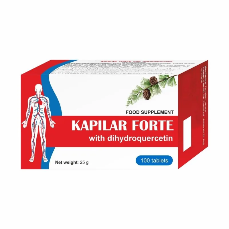 Farmakom KAPILAR FORTE - doplnok stravy s dihydrokvercetínom, rutínom a vitamínom C - 100 tabliet -