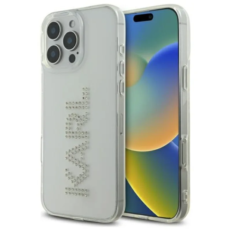 Karl Lagerfeld KLHCP16XHKLSTDCT iPhone 16 Pro Max 6,9" priehľadné pevné puzdro Logo IML Rhinestones