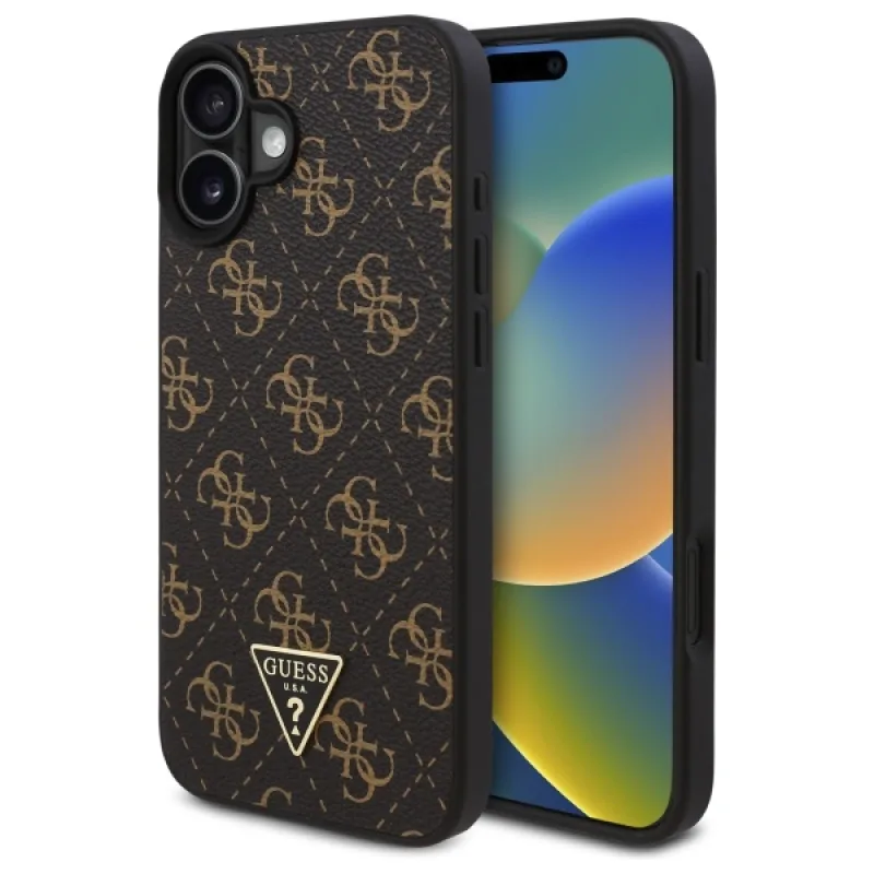 Nové puzdro Guess 4G Triangle pre iPhone 16 6,1" - čierne