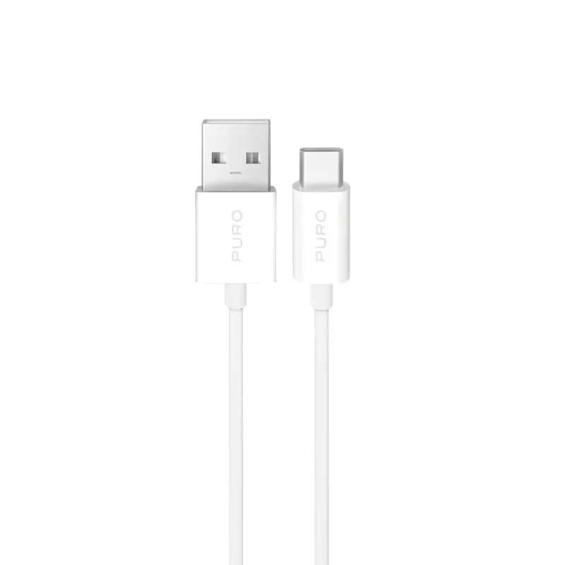 Puro 10W TPE USB-A - USB-C Kábel 2m - Biely