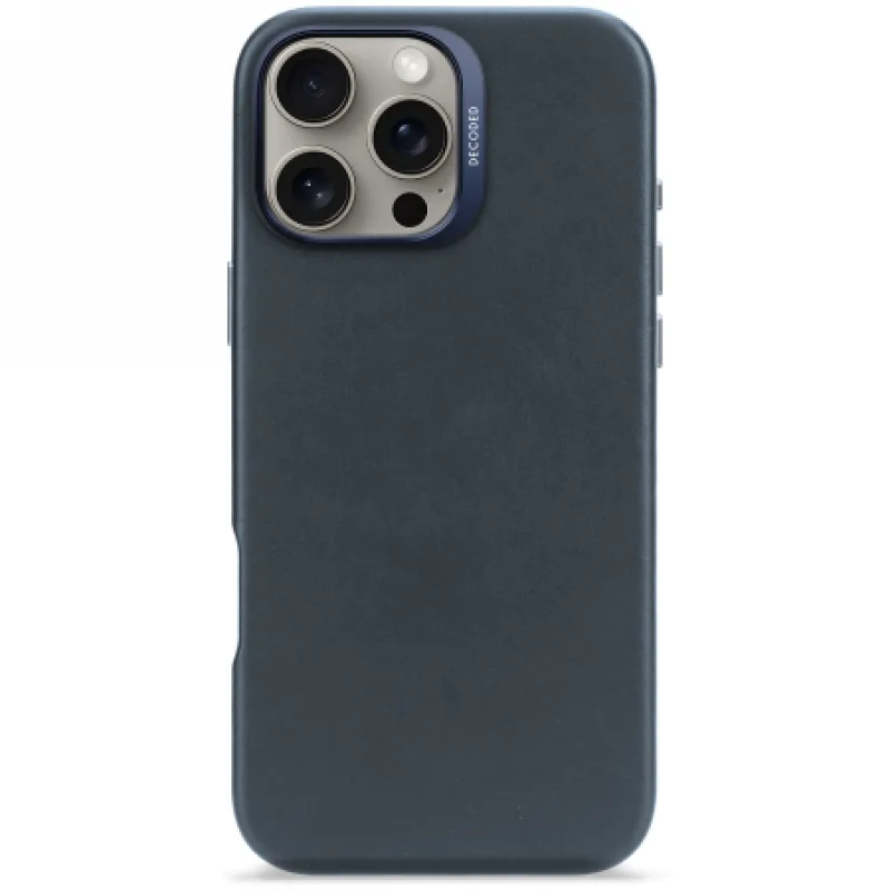 Puzdro Decoded Leather Backcover MagSafe pre iPhone 16 Pro Max - námornícka modrá