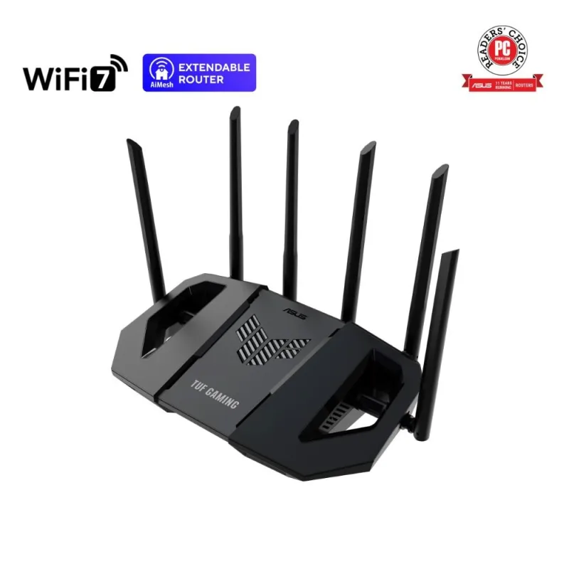 ASUS TUF-BE6500 (BE6500) WiFi 7 Extendable Gaming Router, 4x 2.5G, …