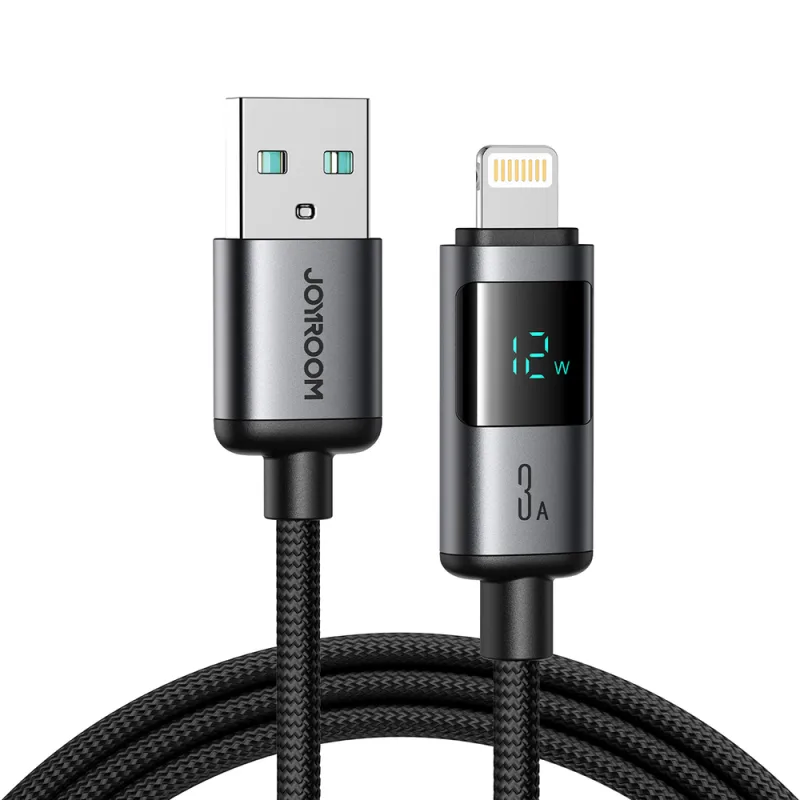 Joyroom S-A16 Pro Prism Series 3A USB-A – Lightning kábel s displejom 1,2 m – čierny