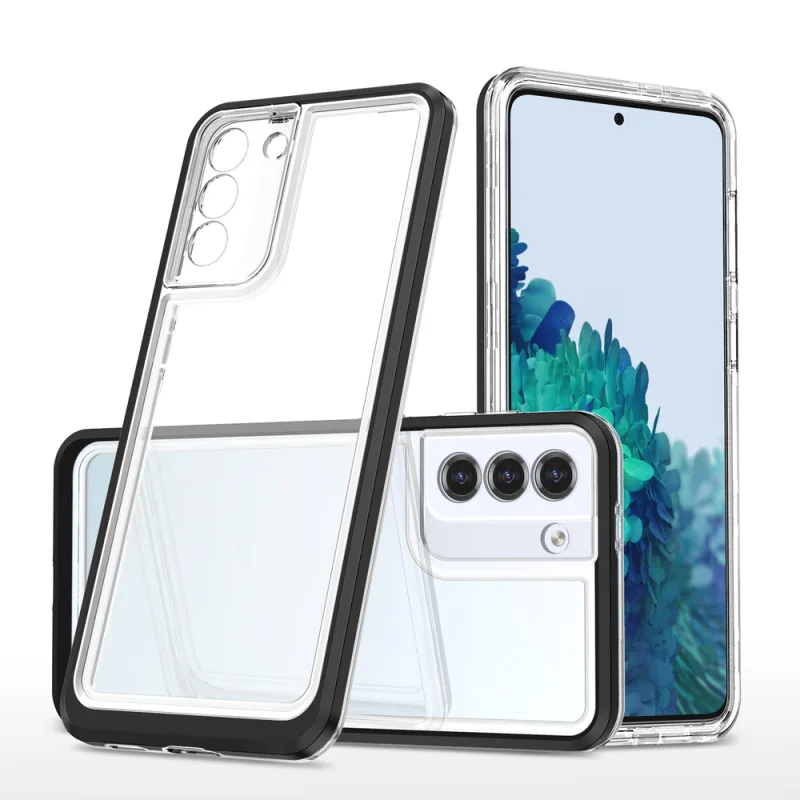 Priehľadné puzdro 3v1 na silikónový kryt Samsung Galaxy S23+ s rámom čierny