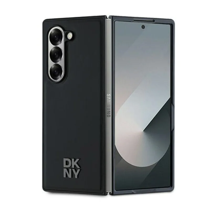 Obyčajné kovové puzdro s logom Magsafe DKNY pre Samsung Galaxy Z Fold 6 – čierne