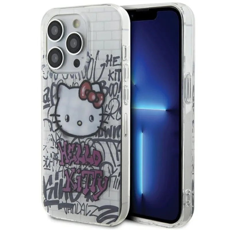 Obal Hello Kitty IML Kitty On Bricks Graffiti pre iPhone 15 Pro Max - biely