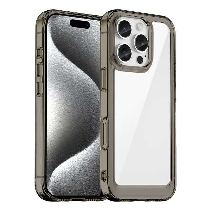 Puzdro Outer Space pre iPhone 16e Flexibilný rámový kryt – priesvitný, čierny