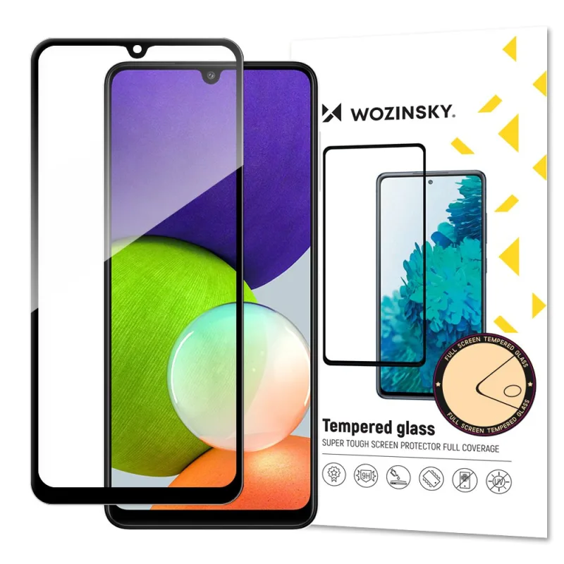 Wozinsky tvrdené sklo s celolepiacim sa super pevným ochranným krytom obrazovky s úplným krytím s rámom vhodný pre Samsung Galaxy A22 4G čierny