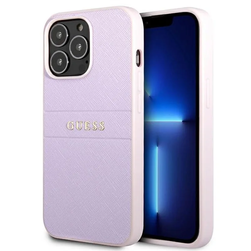 Puzdro Guess Saffiano Stripe na iPhone 13 Pro Max – fialové