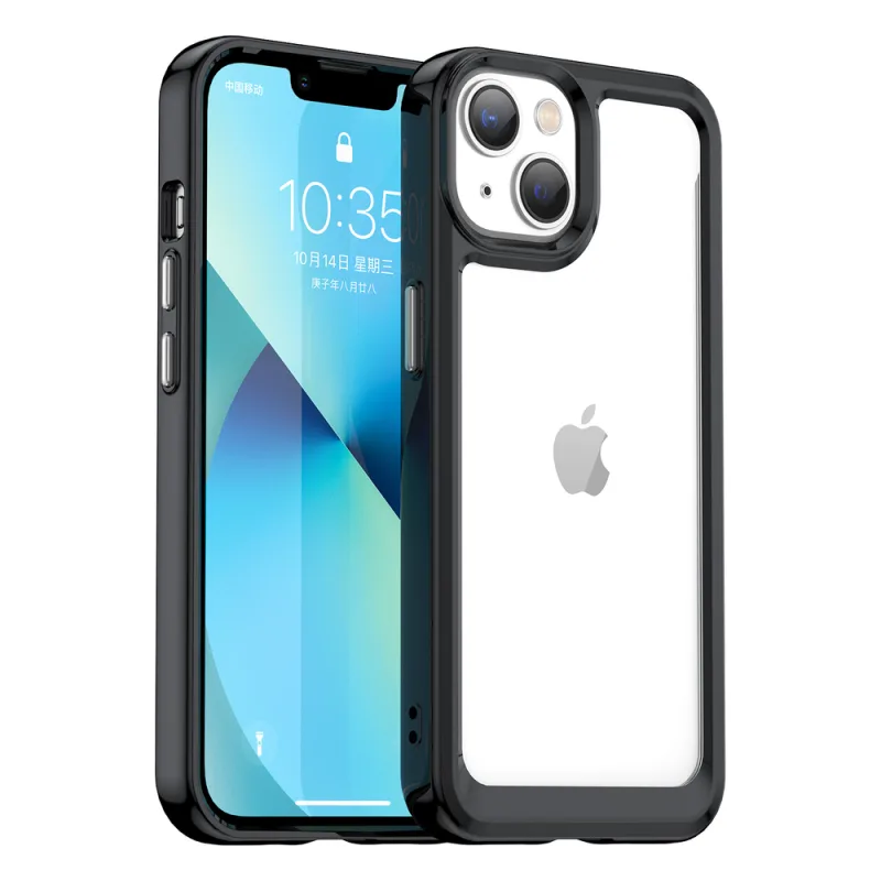 Pevný kryt Outer Space Case na iPhone 14 Plus s gélovým rámom čiernej farby