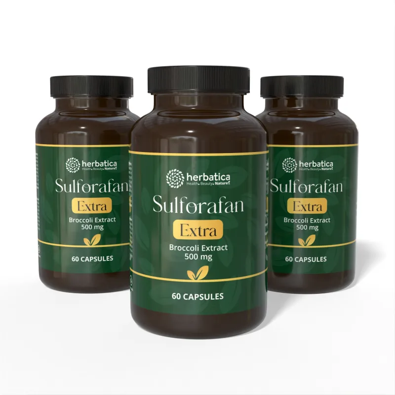 Herbatica Zvýhodnený set: 3x Sulforafán EXTRA - extrakt z brokolice 500 mg, 60 kapsúl -