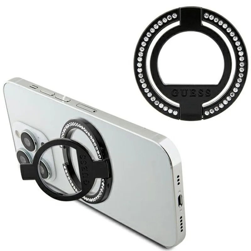 Guess MagSafe Ring stojan GURMSALDGK black/black Rhinestone