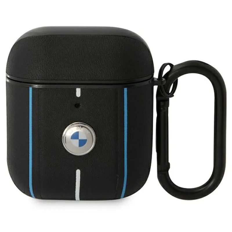 BMW Leather Color Lines puzdro pre AirPods 1 / 2 - čierne