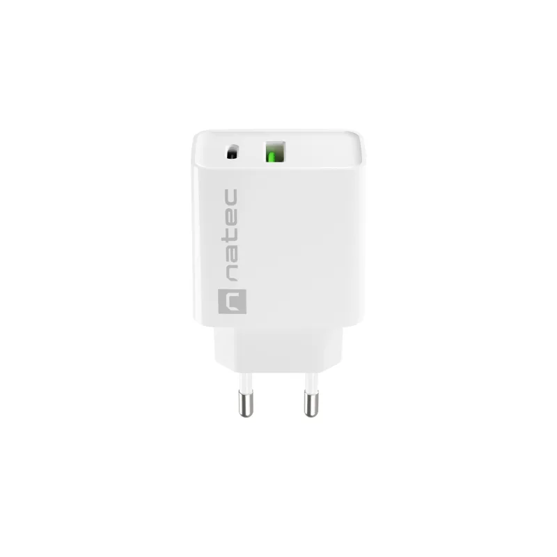Univerzálna nabíjačka Natec RIBERA 20W 1X USB-A + 1X USB-C, biela NUC-2061