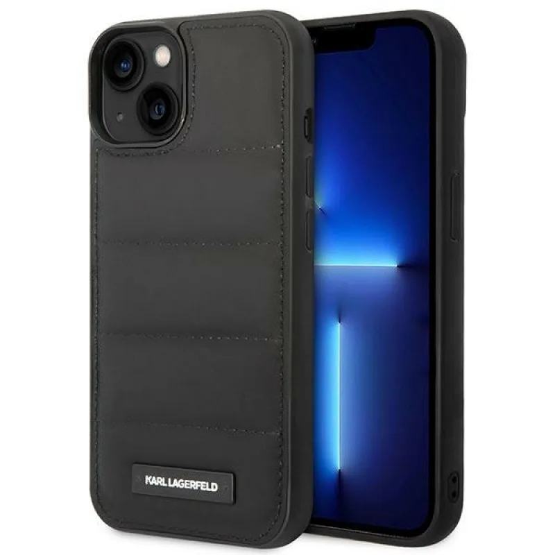 Puzdro Karl Lagerfeld Puffy Elongated Logo pre iPhone 14 Plus – čierne