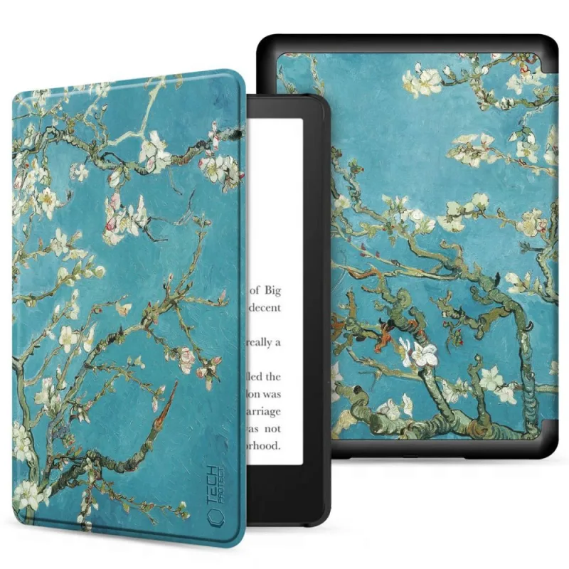Tech-Protect SmartCase pre Kindle 11" 2022 – modrý s kvetmi sakury