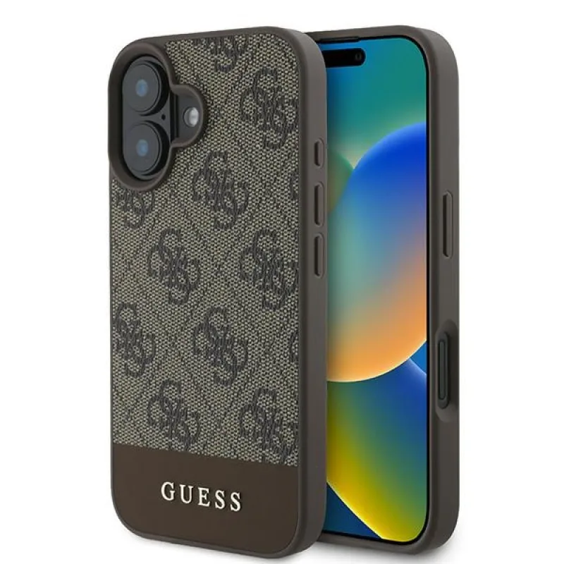 Puzdro Guess 4G Bottom Stripe pre iPhone 16 Plus 6,7" - hnedé