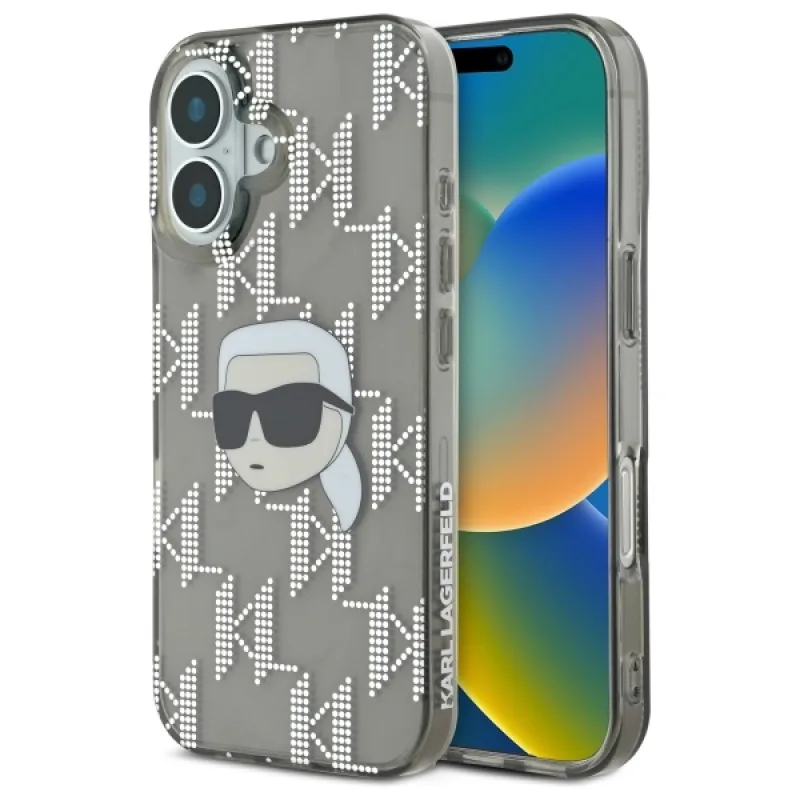 Kryt na iPhone 16 Karl Lagerfeld IML Karl Head Electroplated – čierny