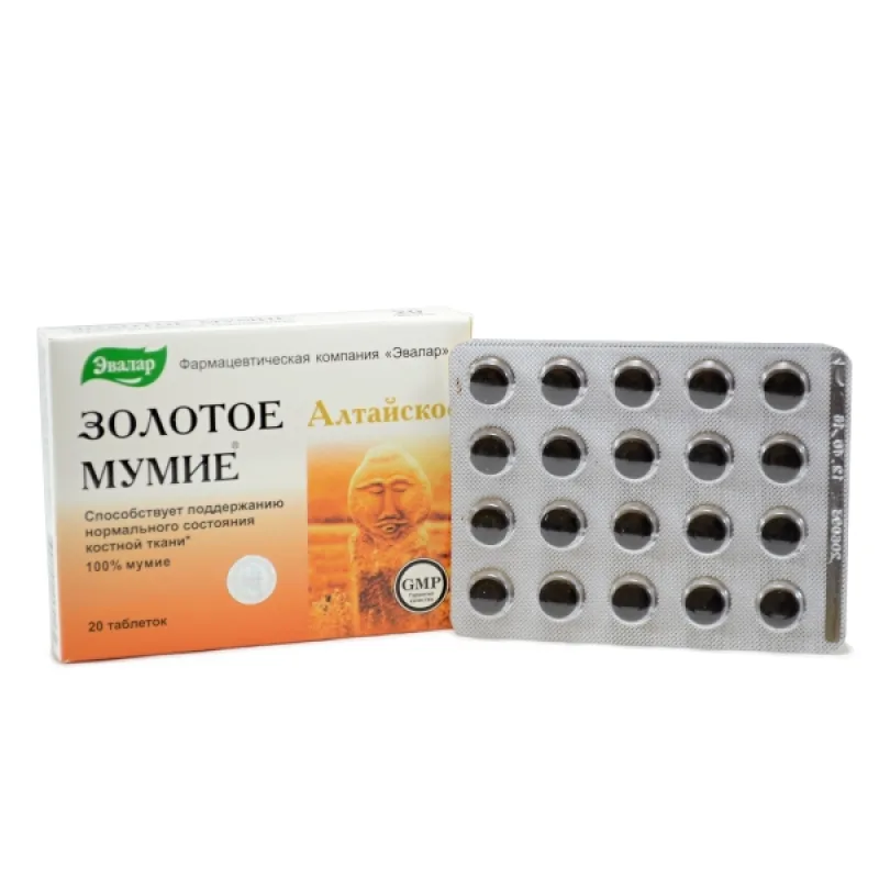 Evalar "Zlaté mumio" – mumio altajské očistené – potravinový doplnok stravy - 20 tabliet