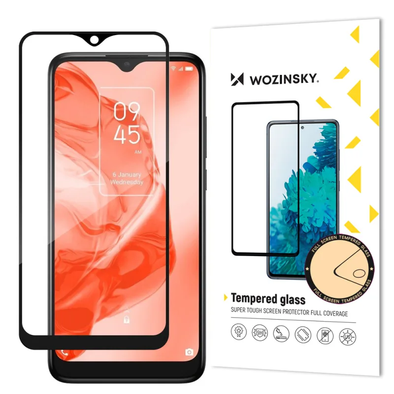 Wozinsky super odolné tvrdené sklo Full Glue na celú obrazovku s čiernym rámom Case Friendly TCL 205
