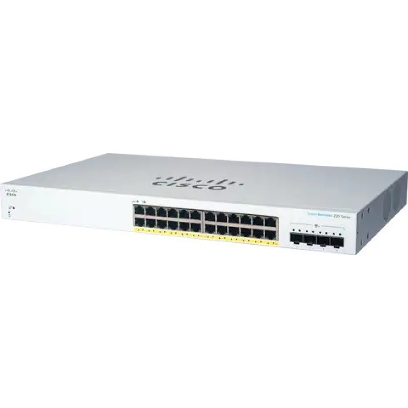 Cisco switch CBS220-24P-4X (24xGbE, 4xSFP+, 24xPoE+, 195W) - REFRESH…