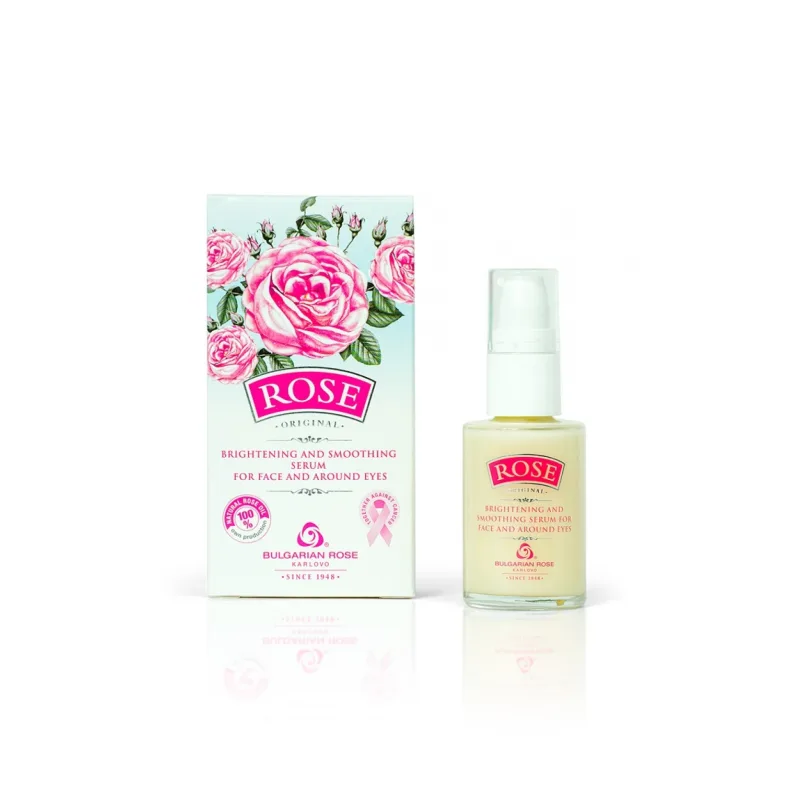 Bulgarian Rose Karlovo ROSE ORIGINAL – rozjasňujúce a vyhladzujúce sérum na tvár a okolie očí 30 ml -