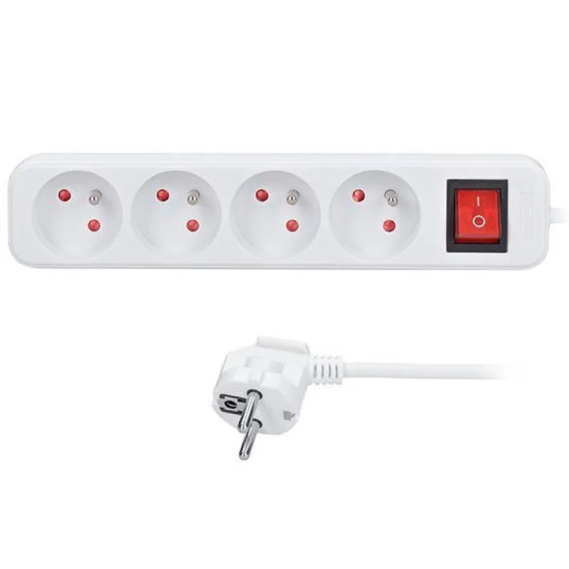 Solight prodlužovací přívod 3m, 4 zásuvky, vypínač, 16A/ 3680W, PVC, …