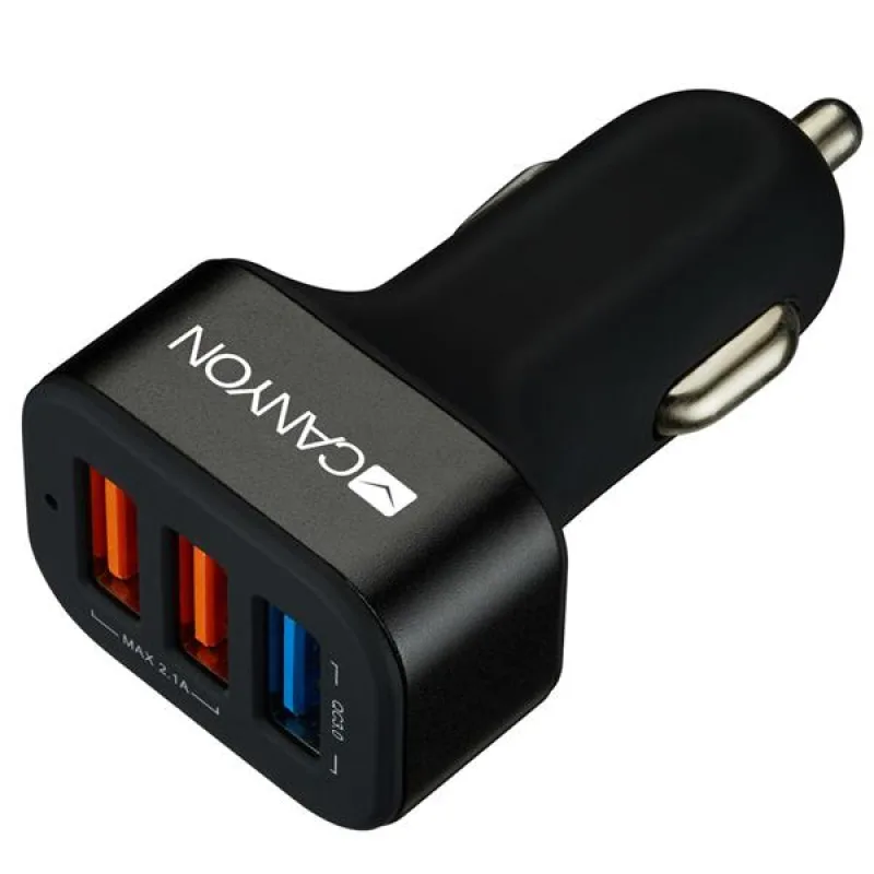 Canyon C-07, univerzálna autonabíjačka, 2x USB, + 1x Quick Charge 3.0,…