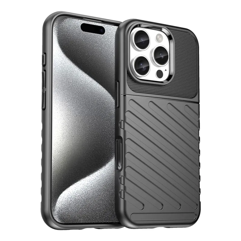 Thunder Case pre iPhone 16e Silicone Armored Cover - Black
