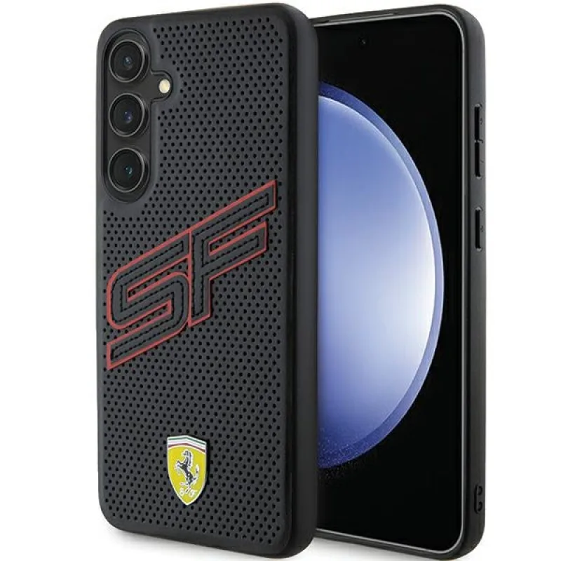 Ferrari Big SF Perforované puzdro pre Samsung Galaxy S24 - čierne