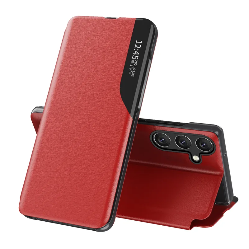 Elegantné puzdro Eco Leather View Case s chlopňou a funkciou stojana pre Samsung Galaxy A56 - červené