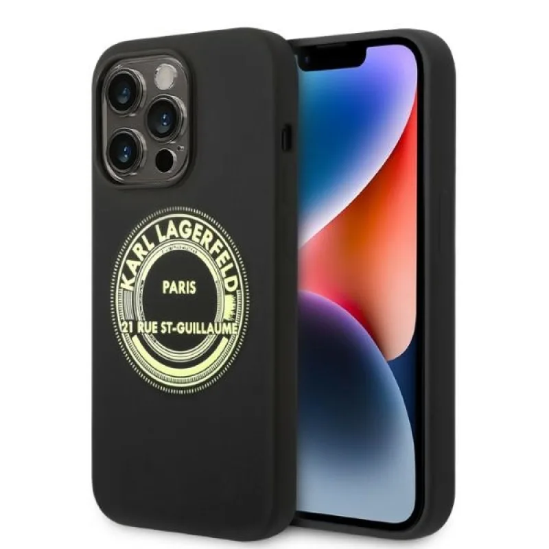 Silikónový RSG obal Karl Lagerfeld pre iPhone 14 Pro - čierny