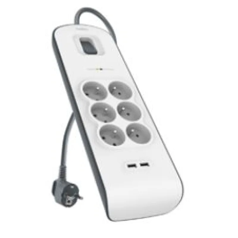 BELKIN SurgeStrip prep.ochrana, 6 zásuviek, 650J, 2USB BSV604ca2M