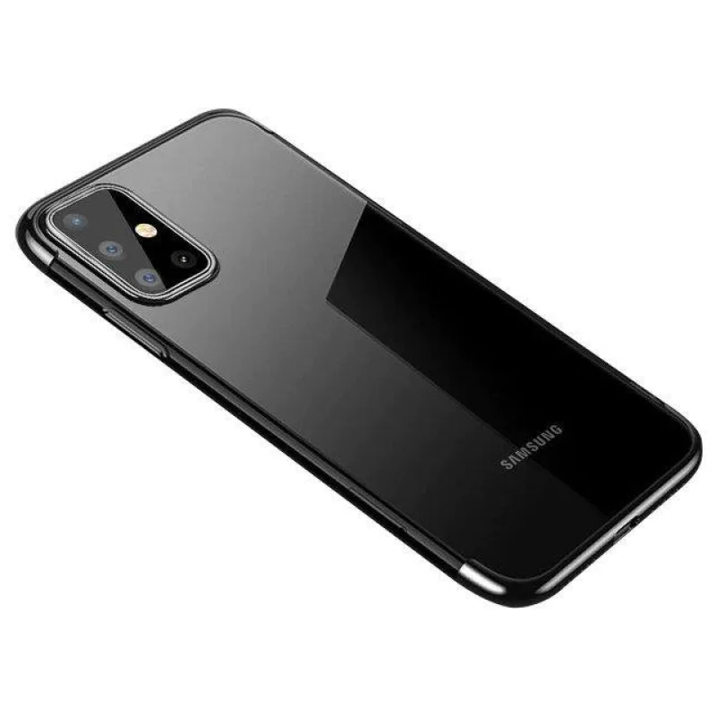 Clear Color Case Gél TPU Galvanický rám Kryt pre Samsung Galaxy A72 4G čierny