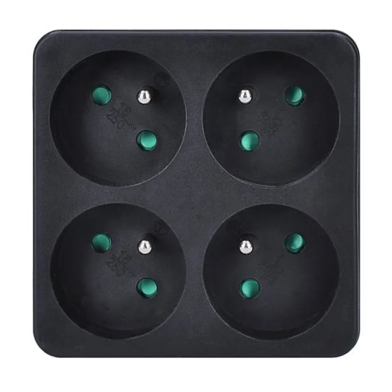 Solight rozbočovač, 4 x 10A, čierny P108B