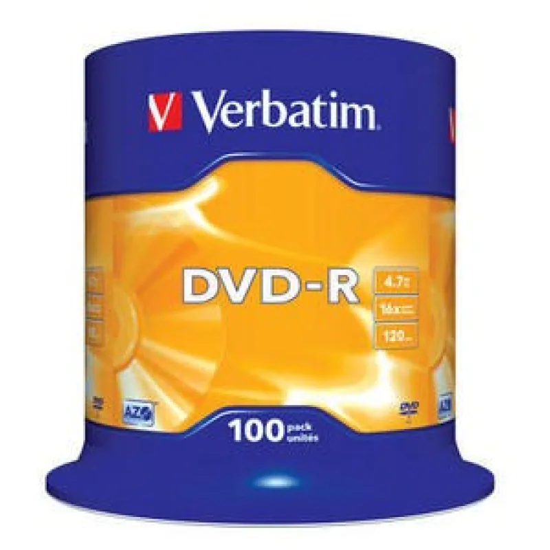 VERBATIM DVD-R(100-balenie)Vreteno/ bežný maloobchod/ 16x/ 4.7GB 43549