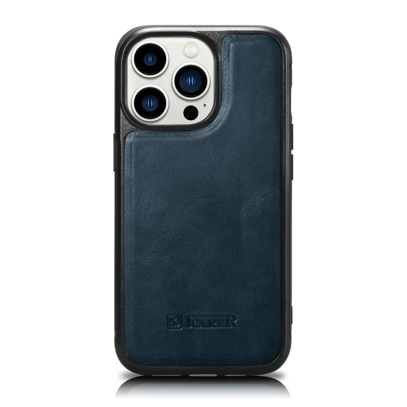 Kožené puzdro iCarer Leather Oil Wax pre iPhone 14 Pro Max modré (WMI14220720-BU)