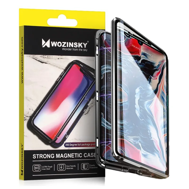 Wozinsky Full Magnetic Case Celotelový predný a zadný kryt so vstavaným sklom pre Samsung Galaxy A72 4G čierny-priehľadný