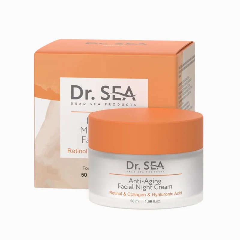 Dr. Sea Anti-aging nočný krém na tvár s retinolom, kolagénom a kyselinou hyalurónovou - 50ml -