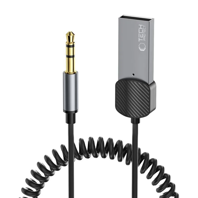 Tech-Protect UltraBoost audio adaptér mini jack 3,5 mm (samec) / Bluetooth - sivý
