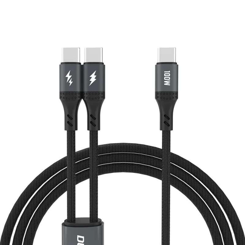 Dudao L3F 2v1 kábel 100W 1,2m 2 x USB-C – čierny