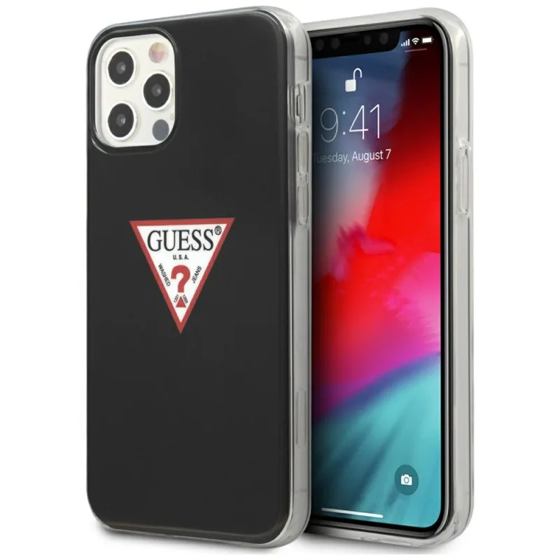 Guess GUHCP12LPCUCTLBK iPhone 12 Pro Max 6,7" čierne/čierne pevné puzdro Triangle Collection