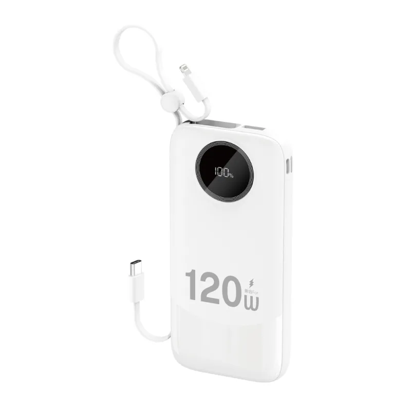 Powerbanka Dudao K13 10000mAh so vstavaným káblom – biela